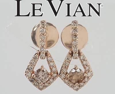 LeVian Schokolade Akt Diamant Ohrhänger 14k Erdbeere Gold 0,63 ct