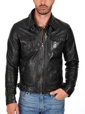 New Mens Leather Jacket real lambskin coat biker motorcycle racer cafe Slim M744