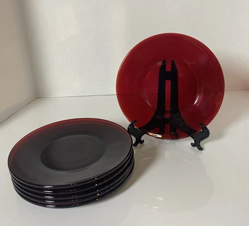 Set of 6 Vintage Anchor Hocking Royal Ruby Red 6" Bread Butter/Dessert Plates