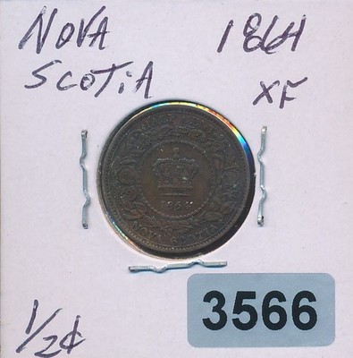 CANADA - NOVA SCOTIA - 1864 1/2 CENT XF - #3566