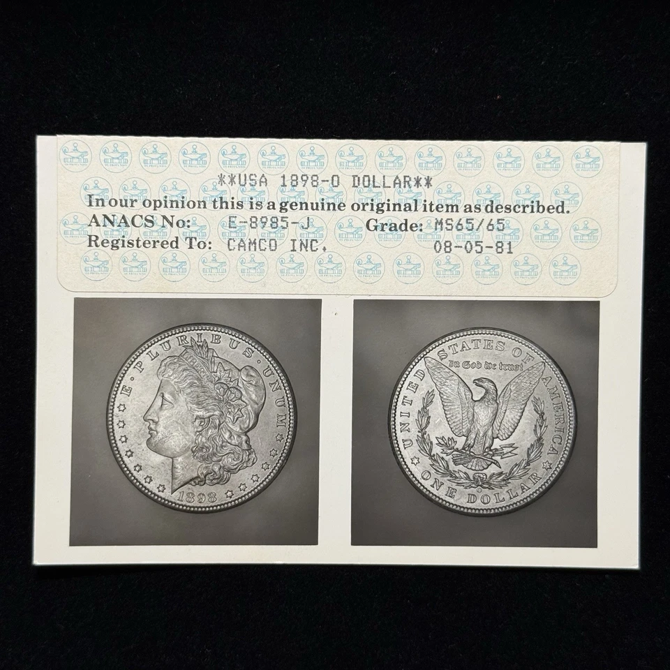 1898-O $1 MS65 Morgan Silver Dollar - PCGS Gold Shield - ANACS Photo Grade *019 - Image 2 of 4