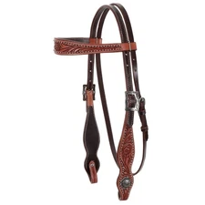 Showman Argentina Cow Leather Browband Headstall w/ Floral Tooling & Silver