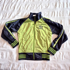 Adidas boys size 6 lime gray full zip up long sleeve VGUC Unisex