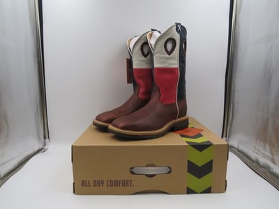 Twisted X Work Boots Mens Lite Steel Toe Texas Flag Brown MLCS007 Size 7 NEW
