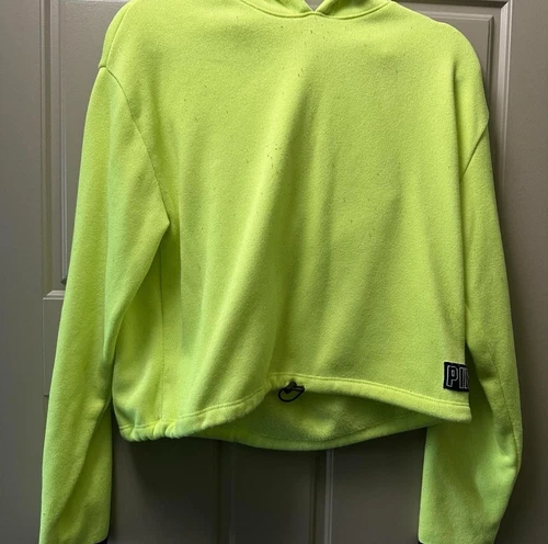 UNDERCOVER Felpa con cappuccio Victorias Secret rosa attiva cropped verde fluo XS
