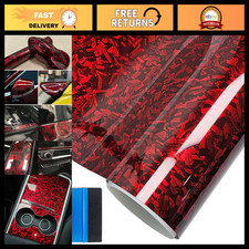Gloss Forged Carbon Fiber Vinyl Wrap Film - Self Adhesive for Car  Moto Red, 1