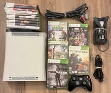 Paquete Consola Xbox 360 Elite Blanca 20GB HDD 15 Juegos Controlador Probado Funciona