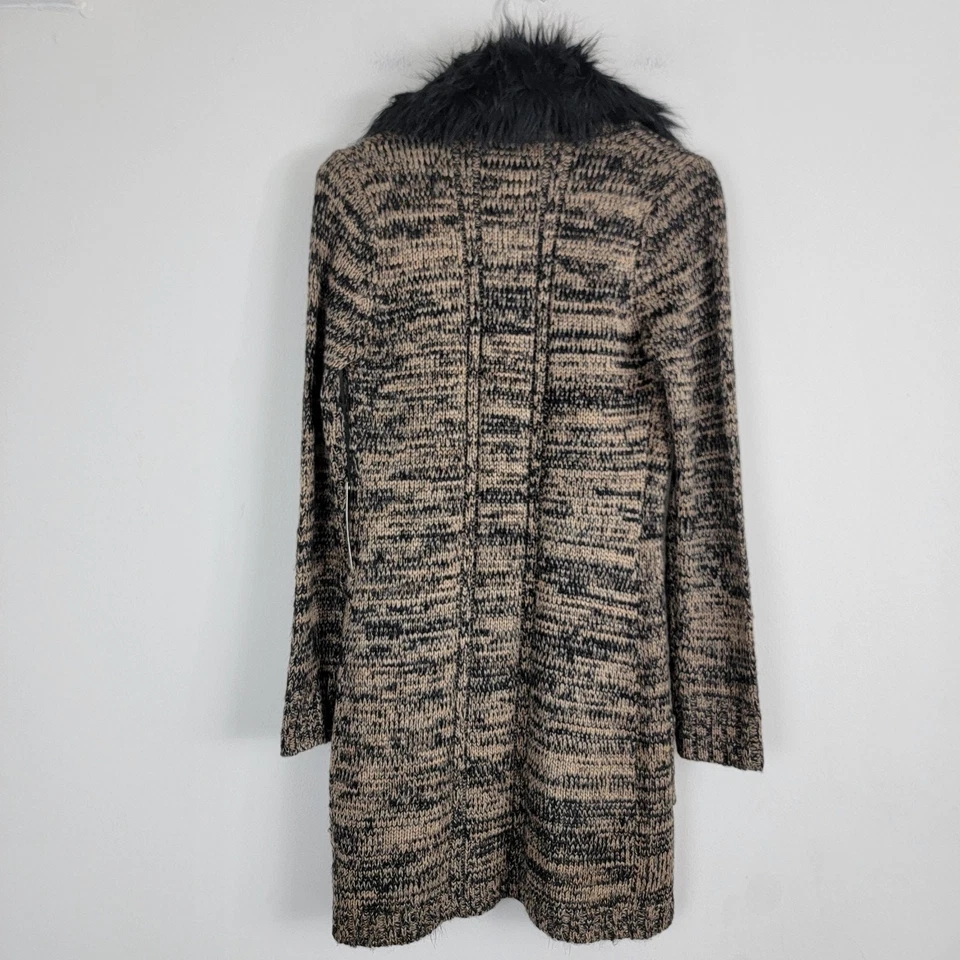 Cárdigan Bcbgmaxazria Mujer S Frente Abierto Longline Imitación Piel Cuello Informal Bolsillos Foto 4 de 4