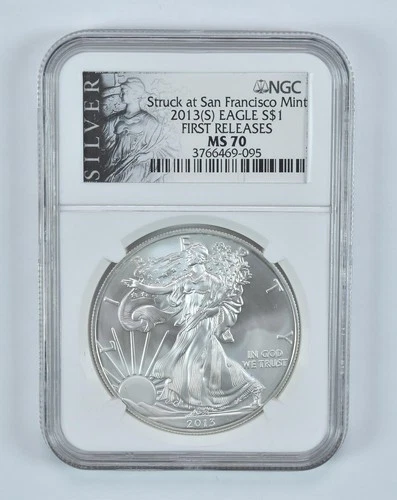 2013 (S) Silver Eagle Struck At SF Mint 1st Releases MS70 NGC Silver Label *4876