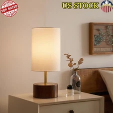 Walnut Woodgrain Touch Table Lamp Retro Modern Accent Lighting Home Decor New
