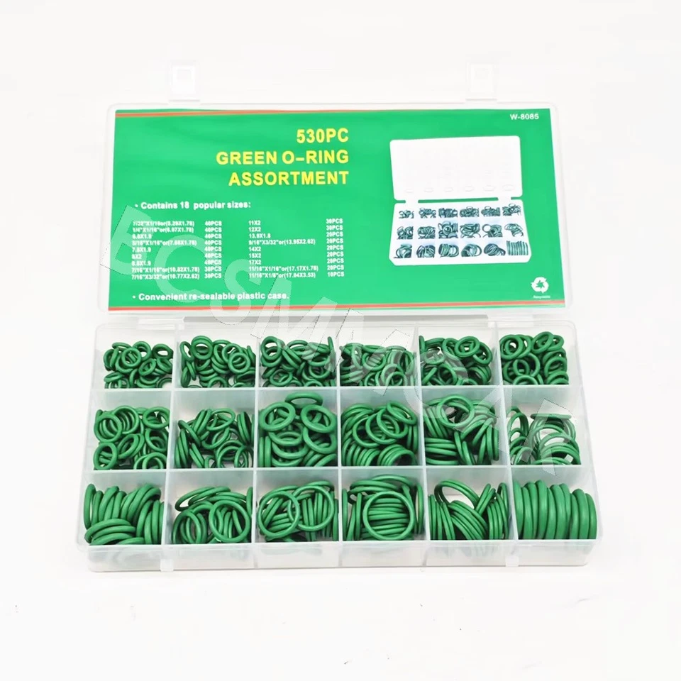 Kit de sellos de reparación de goma aire acondicionado sistema de aire acondicionado junta tórica coche R134a 530 piezas Foto 4 de 4