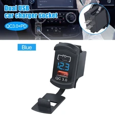 12V/24V USB C Fast Car Charger 2Port PD & QC3.0 Outlet Socket for Boat RV Marine