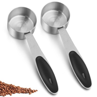 2 Pcs 1/8 Cup Stainless Steel Measuring Spoons Set Long Handle Coffee Scoop