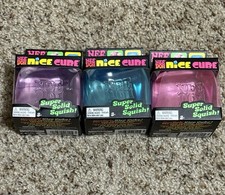 Nee Doh Nice Cube Squishy Stress Relief Toys Lot of 3 - Blue, Purple, Pink NIB