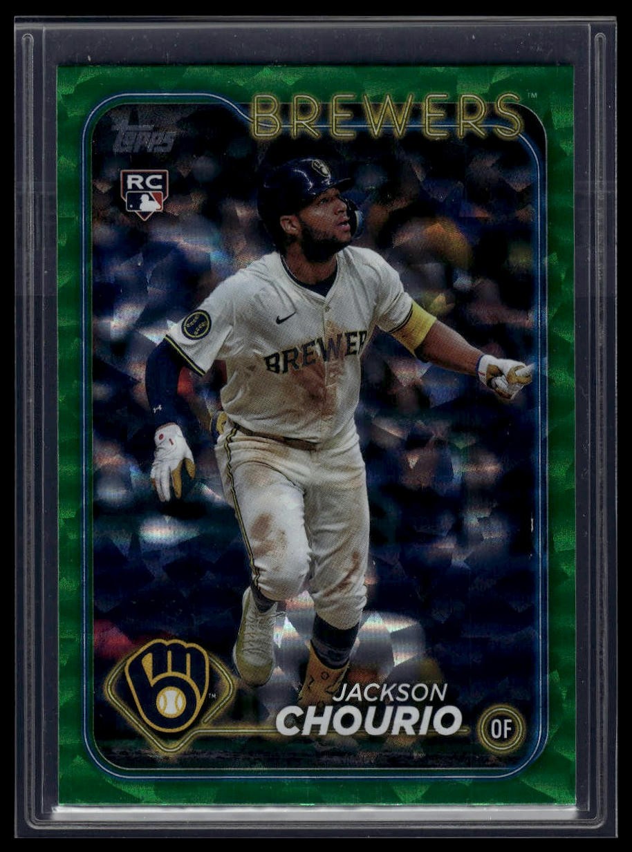 2024 Topps Update #US240 Jackson Chourio Green Crackle Foilboard #/499