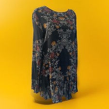 Free People Smooth Talker Tunic Dress Floral Mini Boho Open Back Festival S