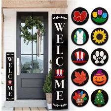 Customizable Double-Sided Wooden Welcome Sign for Modern Farmhouse Entrances
