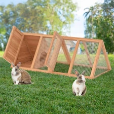 Rabbit Hutch Small Chicken Coop Outdoor Quail Cage with 2 Door Run Cage