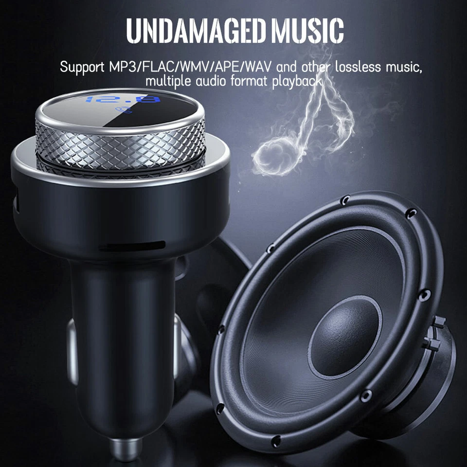 Bluetooth 5.0 FM Transmitter Auto Mp3 Player USB Radio KFZ SD Freisprechanlage - Bild 4 von 4