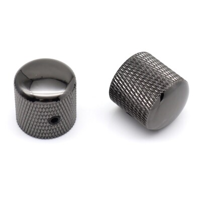 4Pcs Metal Guitar Knobs Bass Knobs 6mm Diameter Potentiometer Cap Black NIckel