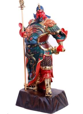 Hand Painting Guan Yu Statue - God of Wealth and Fortune Feng Shui Decor Tr...