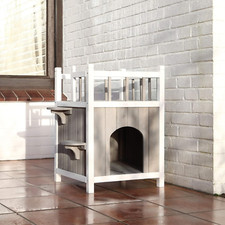 Cat Home with Balcony, Elevated Cat House, Weatherproof Shelter, Ideal for Cats