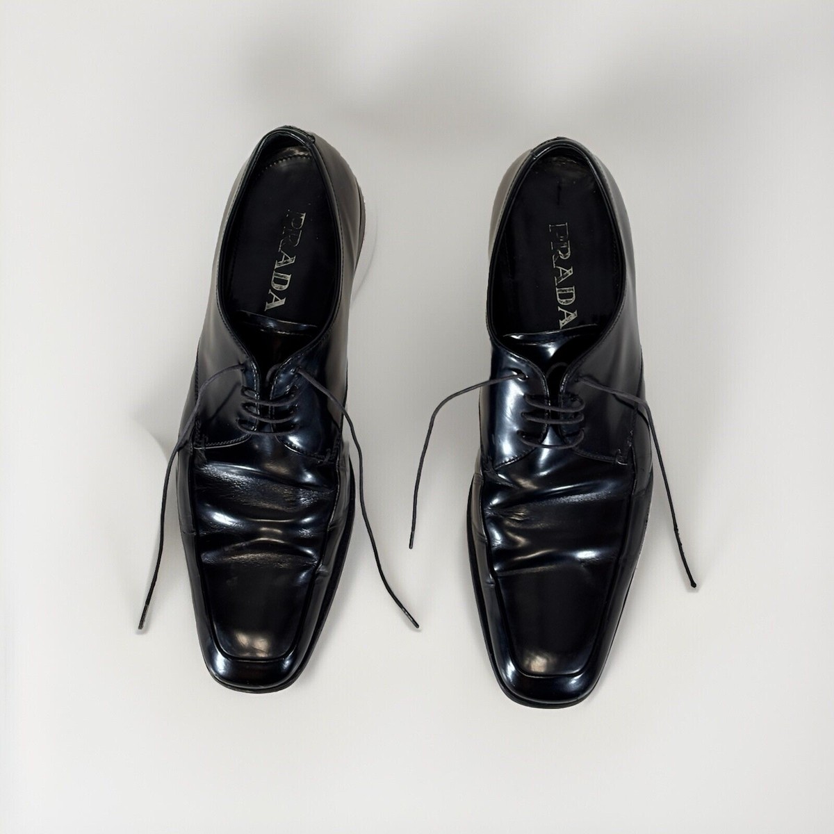 Prada Milano, 2E1598 Mens Black Leather Vero Cuoio, Oxford Dress