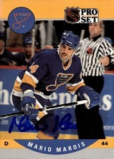 Mario Marois - Signed 1990-91 Pro Set Card #524 - St. Louis Blues