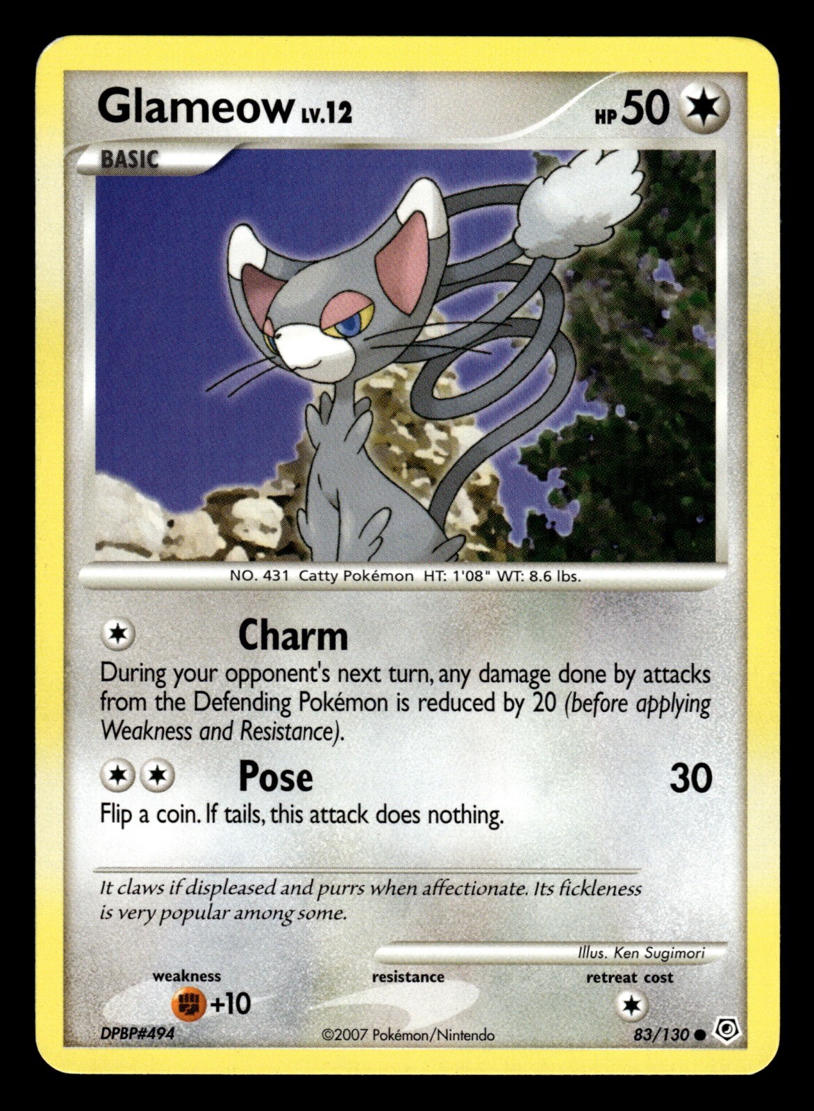 Glameow 83/130 Diamond & Pearl Pokemon Card