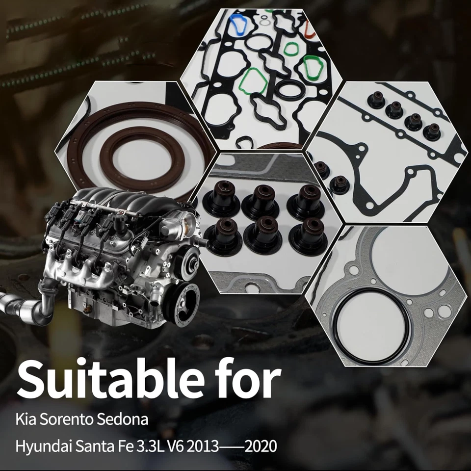 Juego de pernos de junta de culata para Kia Sorento/Sedona 2013-2020 + Hyundai Santa Fe 3,3 L V6 Foto 3 de 4