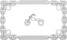 Chrome Metal Chain Motorcycle Bike License Plate Frame 3d Mc Tag Holder Chrome Metal Chain Motorcycle Bike License Plate Frame 3d Mc Tag Holder