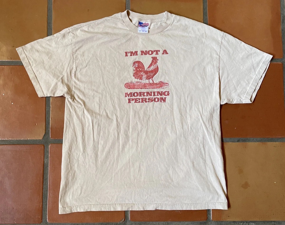 Vtg Murina Men's 2XL Tan T Shirt Made In USA I'm Not A Morning