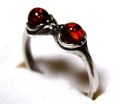 Baltic Vintage Genuine Cute Cognac Color Amber Ring 925 Silver Made in Poland 93