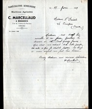 BOISSIEUX / CHATELUS-le-MARCHEIX (23) SERRURERIE MARECHALERIE "MARCELLAUD" 1939