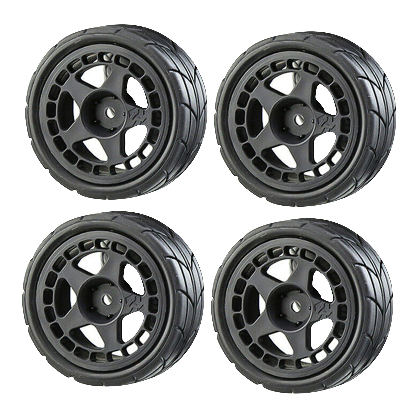 4Pcs 12mm Hex Wheel Rim Tires Tryes Kits For Tamiya TT02 XV01 HPI 1/10 RC Car