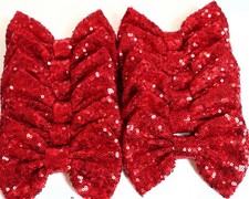 Set of 12 Large 5 inches Red Sequin Bows,,DIY Bows,Wholesale Bows/ NO CLIP USA 