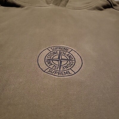 Stone Island X Supreme Men Hooded Sweatshirt - Green - Large