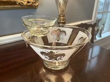 Anchor Hocking Fleur De Lis Chip and Dip Clear Glass Set Made in USA