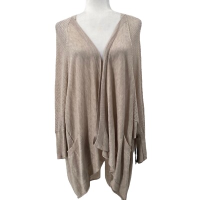 Wendy Bellissimo Maternity Open Cardigan Cotton Wool Heathered Tan Beige Large 