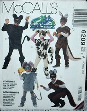 Vintage McCall's Costume Sewing Pattern 6209 ZOOTERZ Children Animal Cow Fox Cat