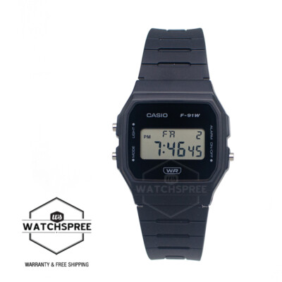 Casio Digital Pop Series Bio-Based Black Resin Band Watch F91WB-1A