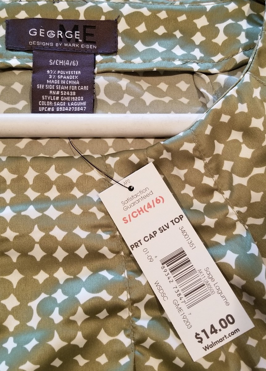 George Modern Green / White Cap Sleeve Top Size 4/6 | eBay