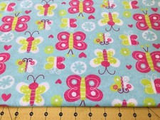 Butterflies Flannel fabric sold by the yard 1650