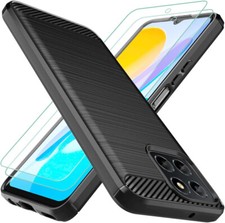 For Honor 70 Lite Case Carbon Fibre Cover & Glass Screen Protector