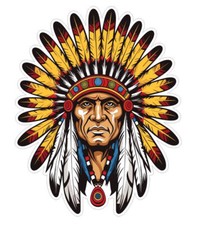 Native American Indian with headdress head dress Sticker Stickers Decal A1005
