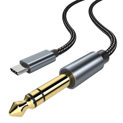 USB-C to 6.35mm TRS Auxiliary Male Cable - Audio Adapter Stereo Jack Lead
