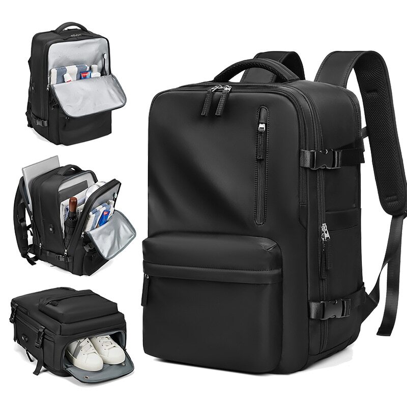 35L Travel Backpack with 15.6 Laptop Compartment Charging Port Shoe Pocket for Business School
