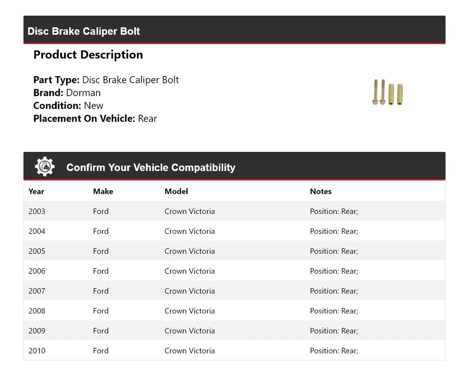 Pinza de freno de disco trasera para Ford Crown Victoria Dorman 2003-2010 2004 2005 Foto 2 de 4