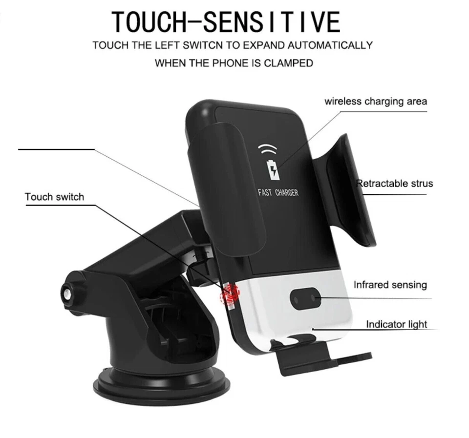 Soporte de teléfono de ventilación de aire con montaje de cargador inalámbrico de carga de automóvil de sujeción automática nuevo Foto 2 de 4