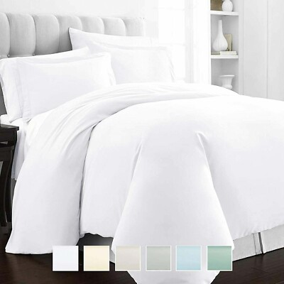 Pizuna Linens 400 Thread Count Full/Queen Duvet Cover Set White